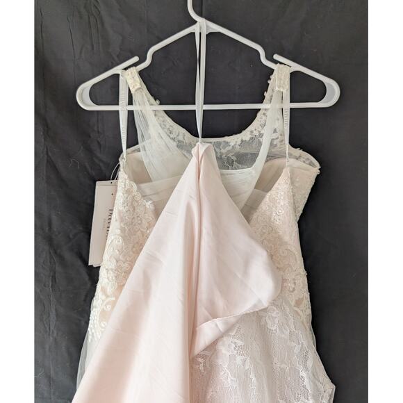 NWT Blush Pink Cross Back Wedding Gown Sz. 14/16 - Picture 15 of 16